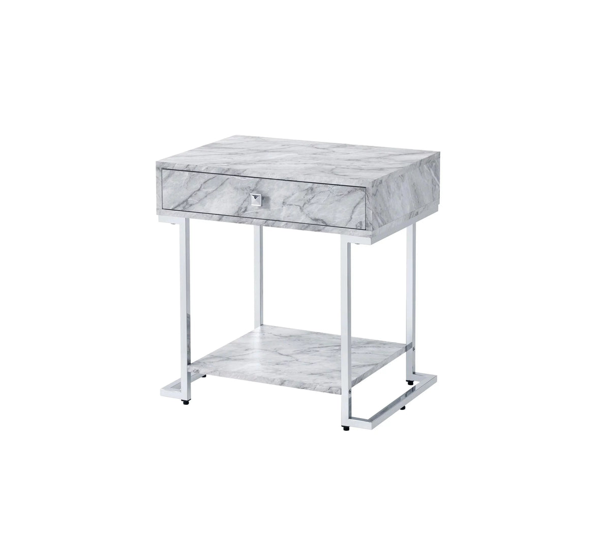White Faux Marble Home Office Set F189
