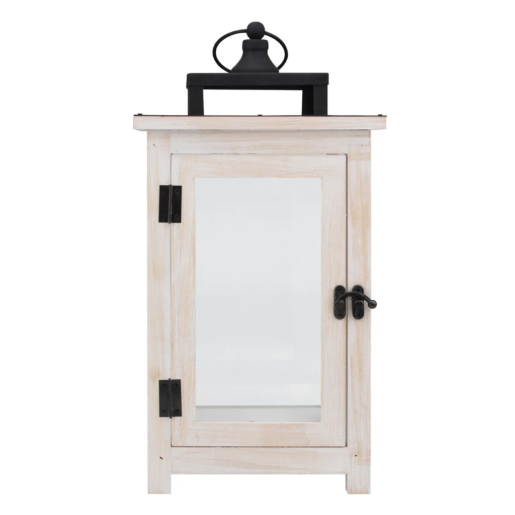 Large White Wood & Metal Decorative Lantern N85563