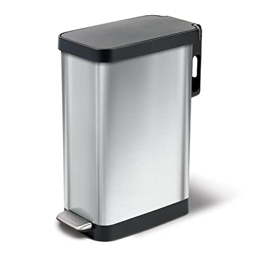 45 Liter Stainless Steel Slim Trash Can with Soft Close Lid W29696