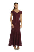 Off-The-Shoulder Petite Lace Gown H177