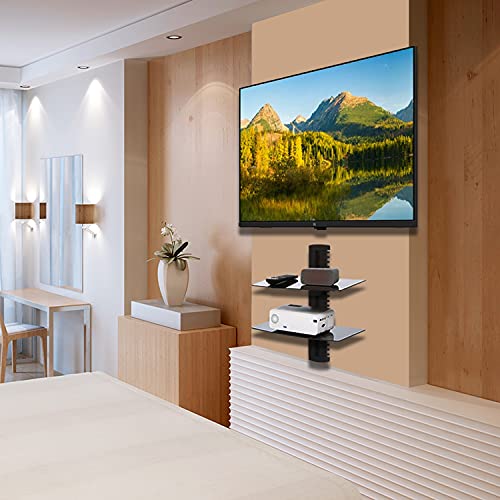Black 2 Shelf Tempered Glass Floating Shelves I72214