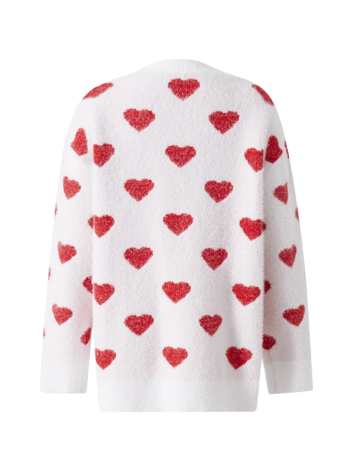 Heart Pattern Long Sleeve Open Front Cardigan Sweater R37192