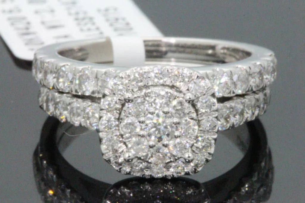 10K White Gold 2 Carat Real Diamond Bridal Set T9663