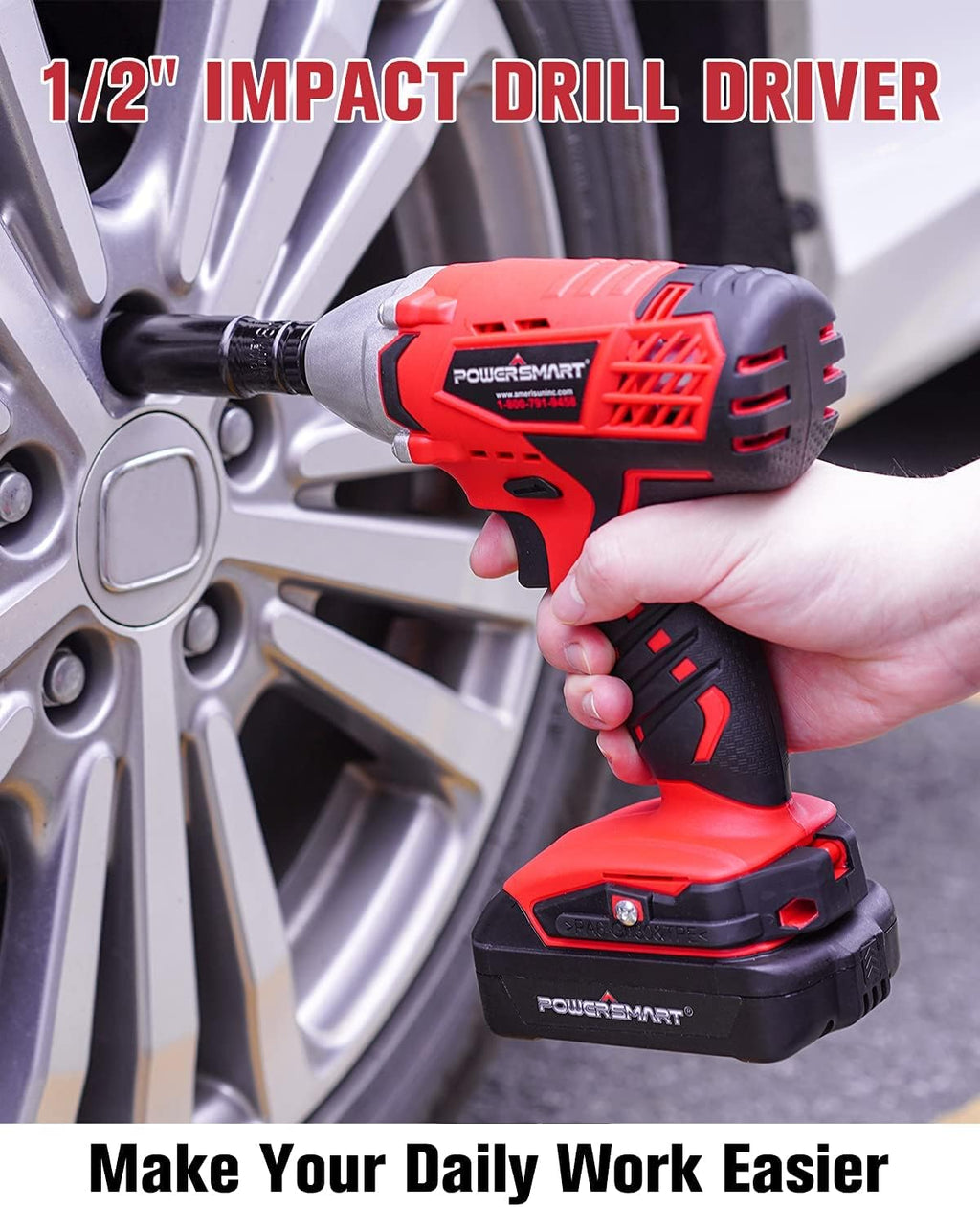 Cordless Impact Wrench 3-in-1, 20V Battery and Fast Charger, Pack of 2 Z187652