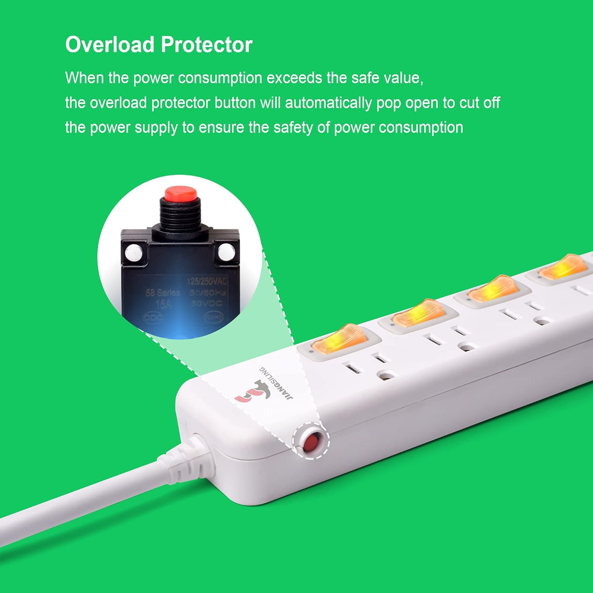 White 12 Pack Power Strip Surge Protector Extension Cord Q51094