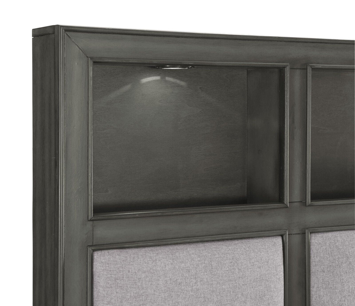 Cal-King Platform Bed with Storage USB Port Bookshelves LED Headboard S30636