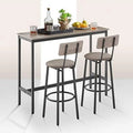 3-Piece Rectangle Dining Table and 2 Chairs Set Grey Q176