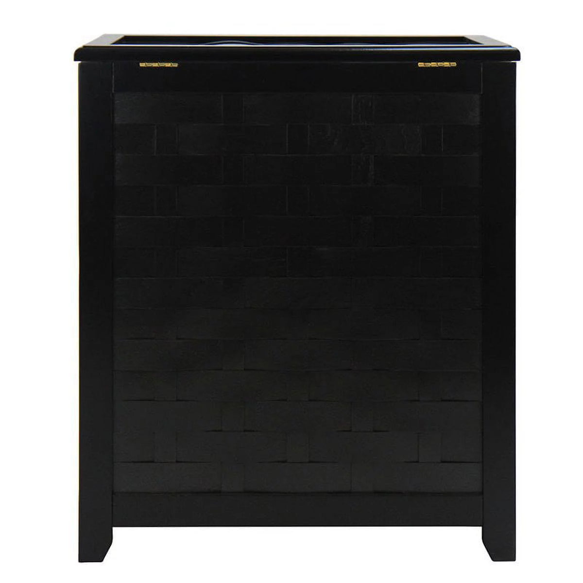 Black Rectangular Wood Laundry Hamper with Interior Bag Q181