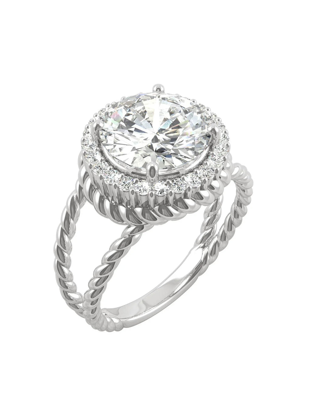 14K White Gold Moissanite Halo Engagement Ring Q671863