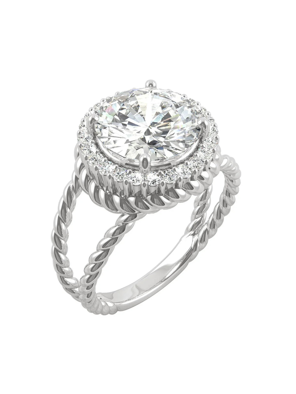 14K White Gold Moissanite Halo Engagement Ring Q671863
