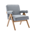 Light Gray Linen Mid-Century Modern Accent Chair Y159