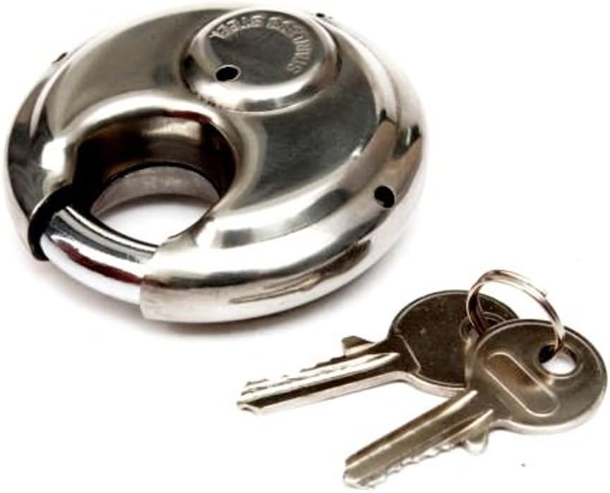 Set of 24 Stainless Steel Discus Padlocks with Hardened Steel Shackle, 70mm, Keyed Alike E167