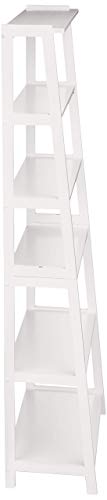 White 5 Shelf Rubberwood Ladder Bookshelf V6681