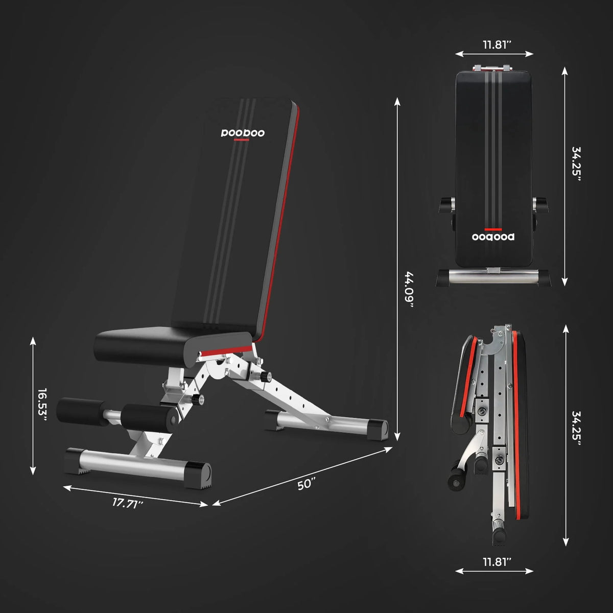 Folding Incline Weight Bench 800 lbs Capacity Y657