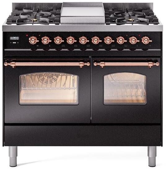 40 Dual Fuel Propane Gas Range in Black with Copper Trim P2458