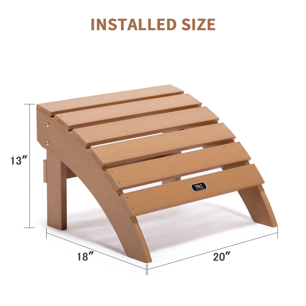 Brown Plastic Wood Outdoor Ottoman Footstool P90709