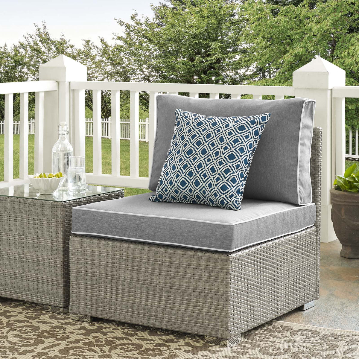Grey Rattan Wicker Outdoor Sofa Chair N901