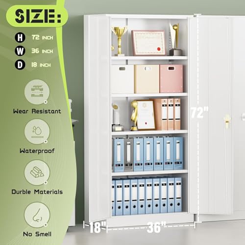 72" Black Metal Storage Cabinet with Lock R17746