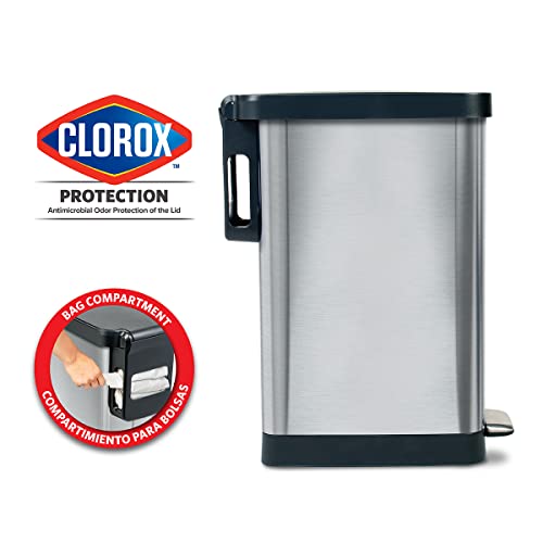 45 Liter Stainless Steel Slim Trash Can with Soft Close Lid W29696