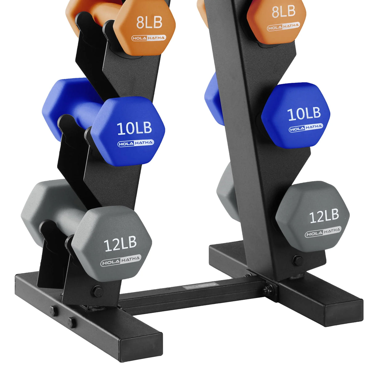 3, 5, 8, 10, & 12 lb Neoprene Hexagon Dumbbell Weight Set with Stand P583142