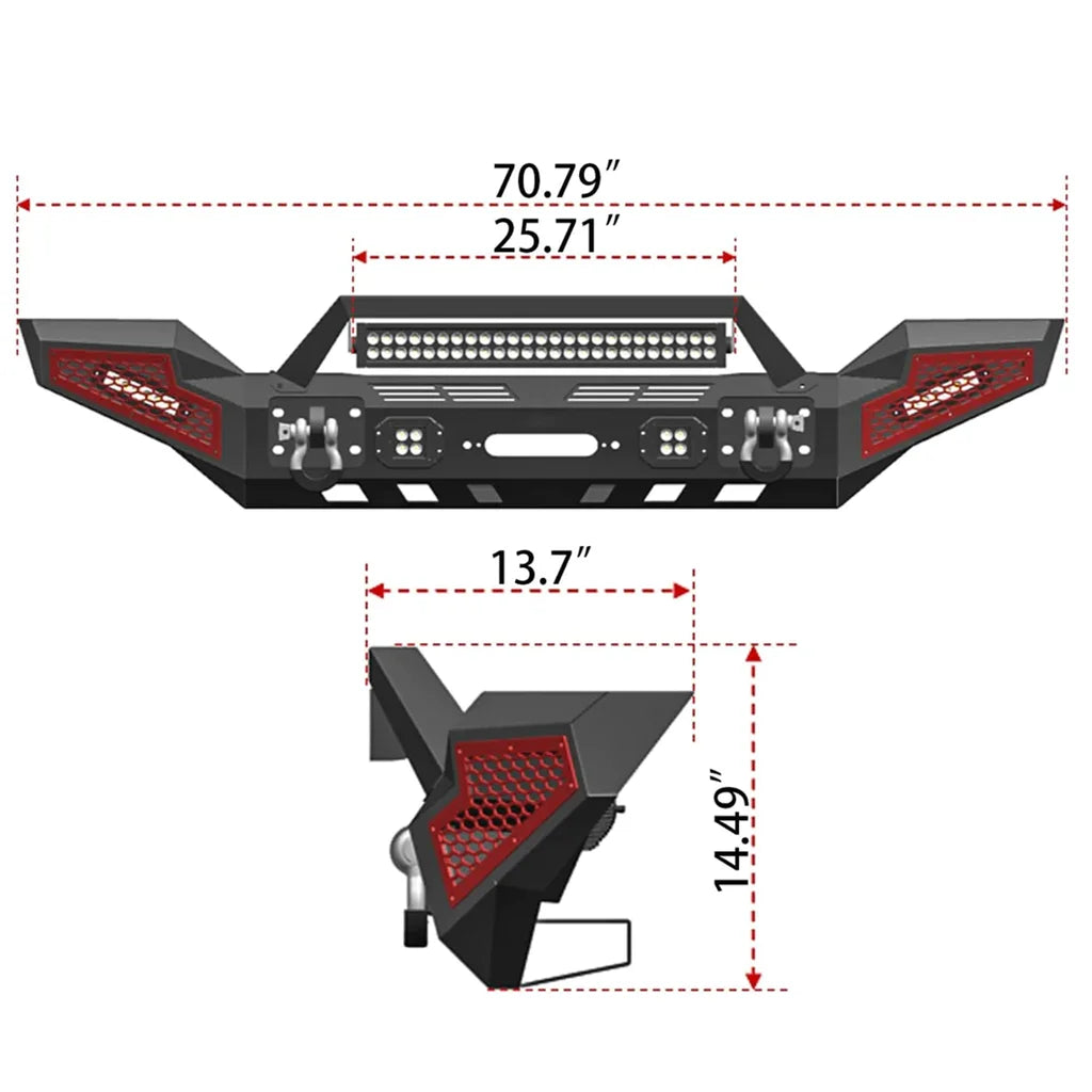 Front & Rear Bumper Combos with Winch Plate LED Work Lights U201303