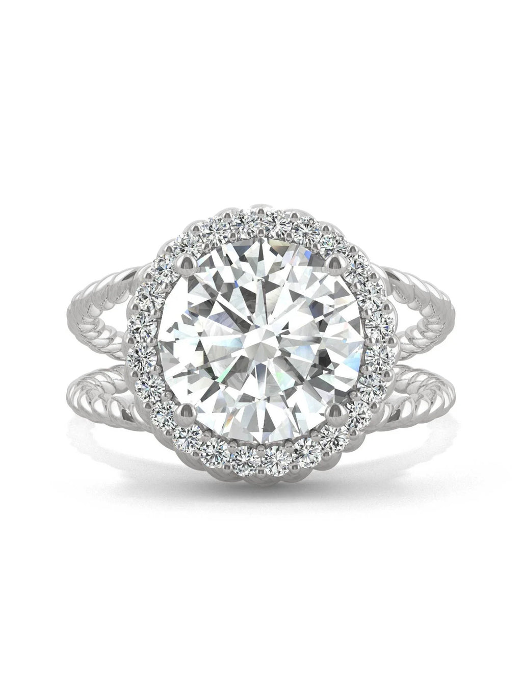 14K White Gold Moissanite Halo Engagement Ring Q671863