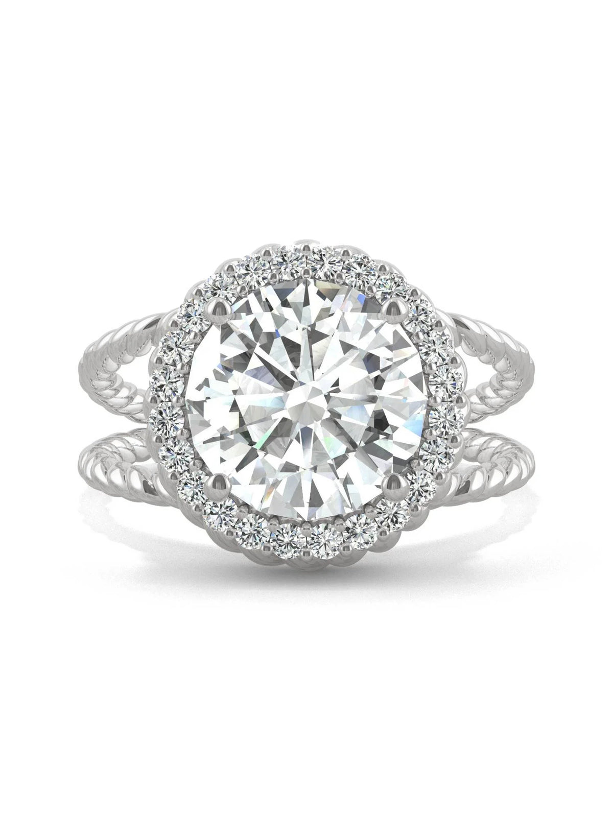 14K White Gold Moissanite Halo Engagement Ring Q671863