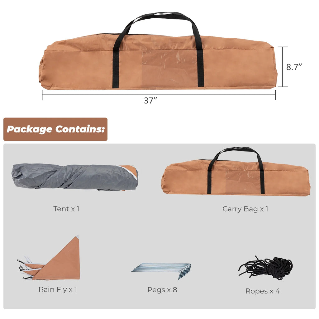 4 Person Waterproof Brown Camping Tent M89836