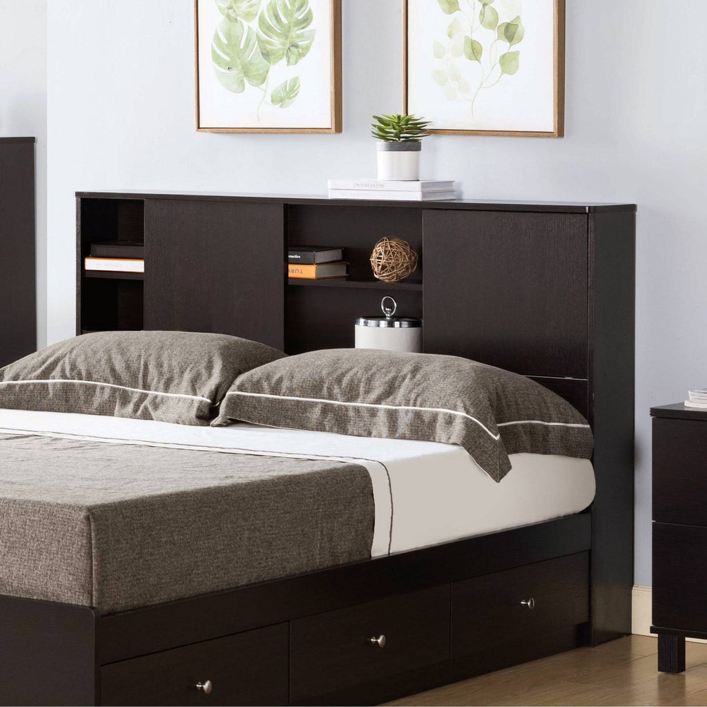 Twin Bookcase Headboard with Two Large Cubbies and Two Smaller Shelves - White Q146831