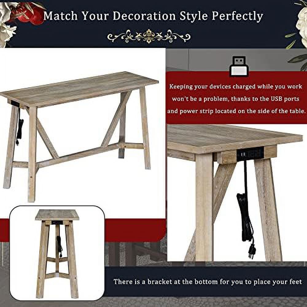 4 Piece Dining Table Set with Power Outlet and 3 Stools A90839