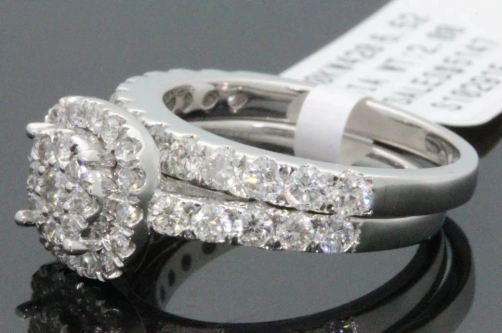 10K White Gold 2 Carat Real Diamond Bridal Set T9663