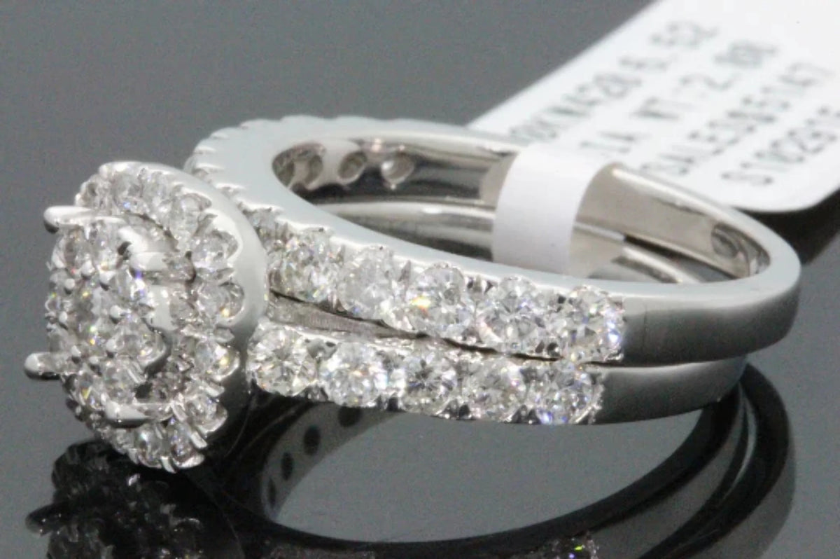 10K White Gold 2 Carat Real Diamond Bridal Set T9663