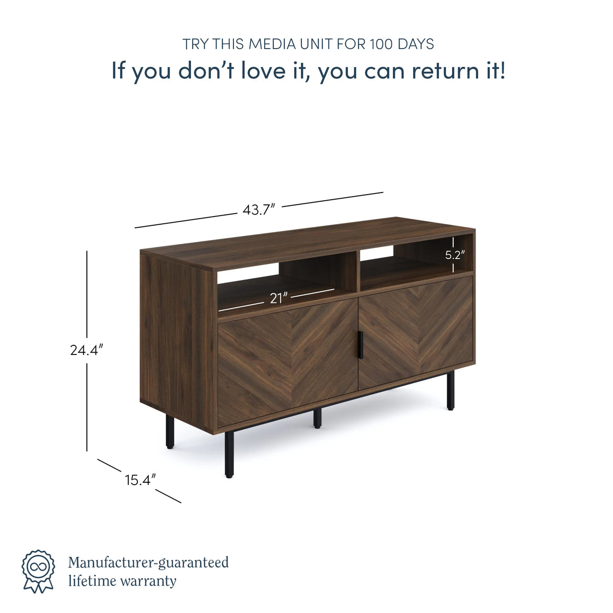 Walnut Media Console with Storage B747