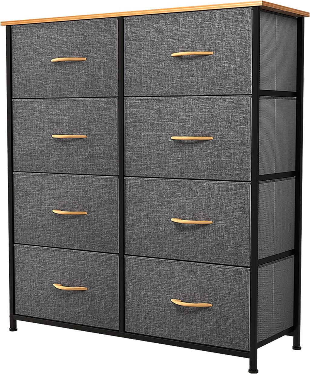 Fabric Dresser with 8 Drawers Steel Frame Wooden Top Dark Gray D4466