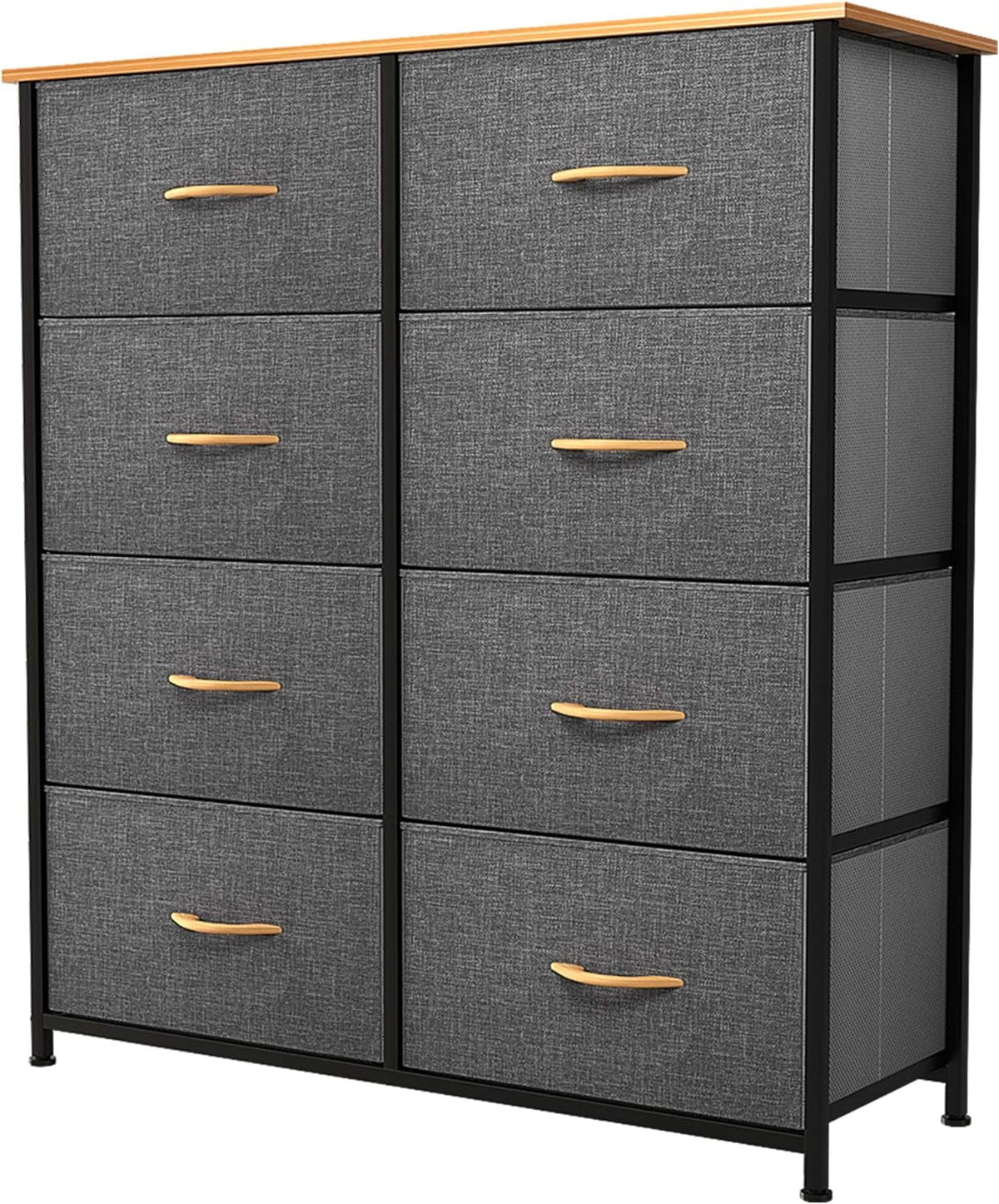 Fabric Dresser with 8 Drawers Steel Frame Wooden Top Dark Gray D4466