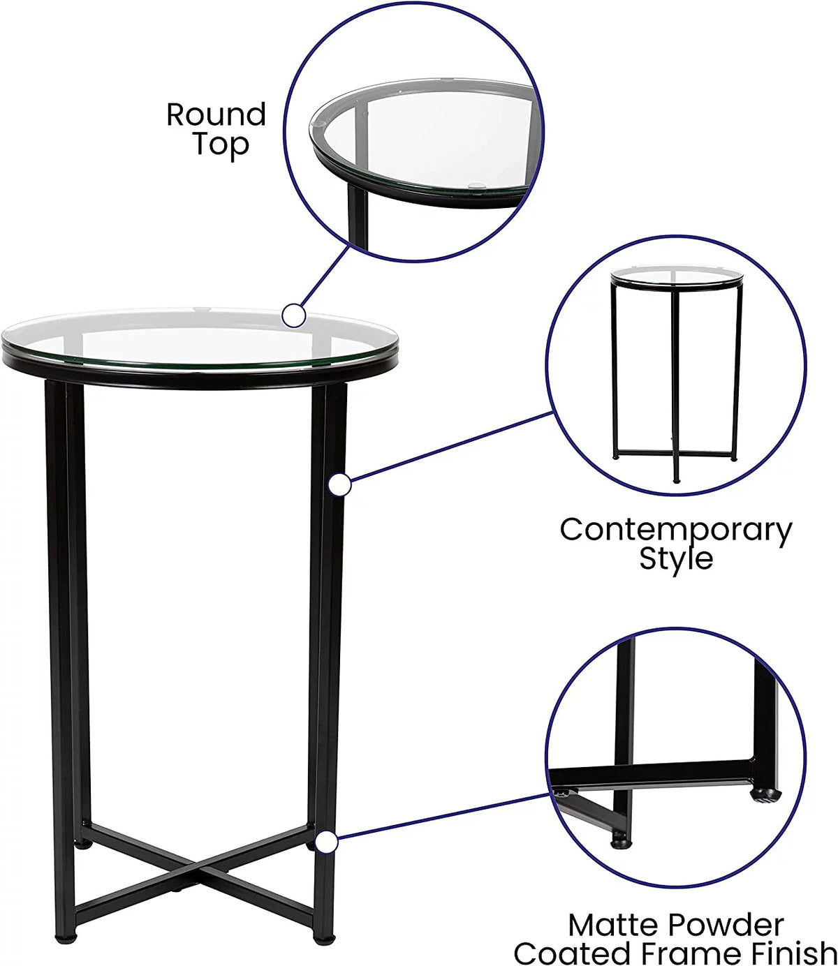 3 Piece Glass Top Occasional Table Set F1405