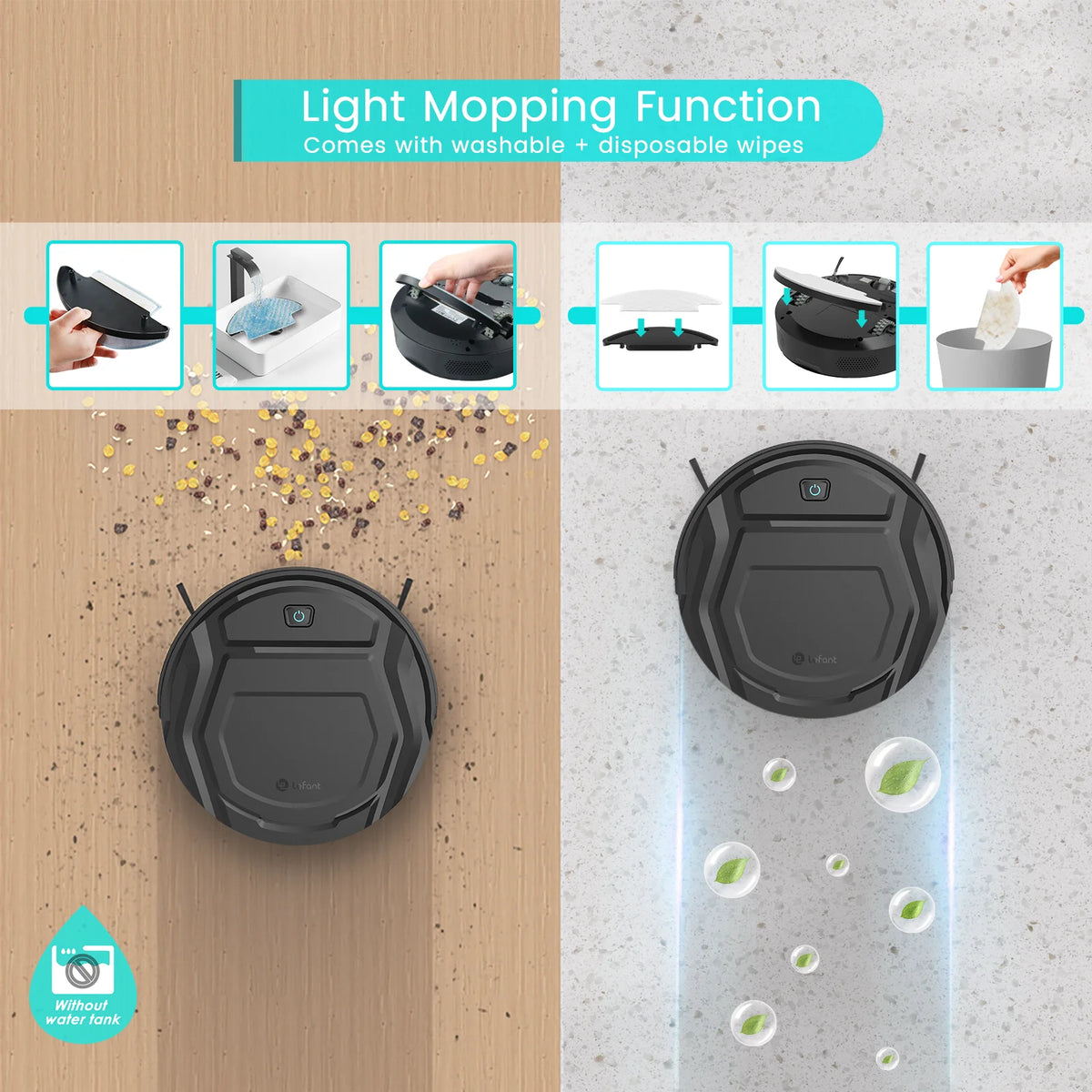 2 in 1 Robot Vacuum and Mop Combo, Black J421932