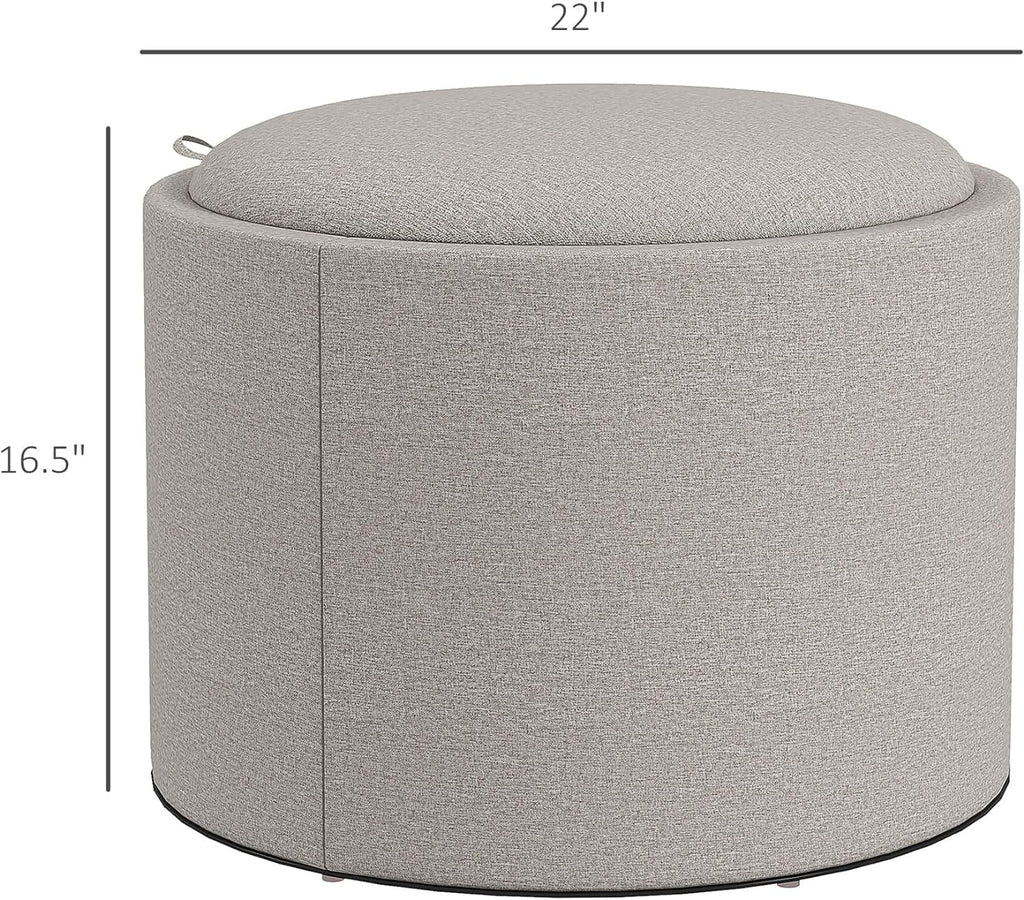 Round Storage Ottoman with Flip Top Tray Y8898