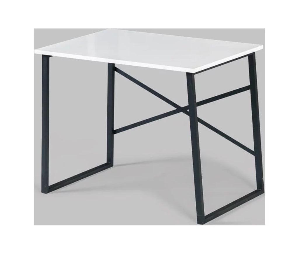 Black Metal Frame Wooden Top Writing and Computer Desk C932