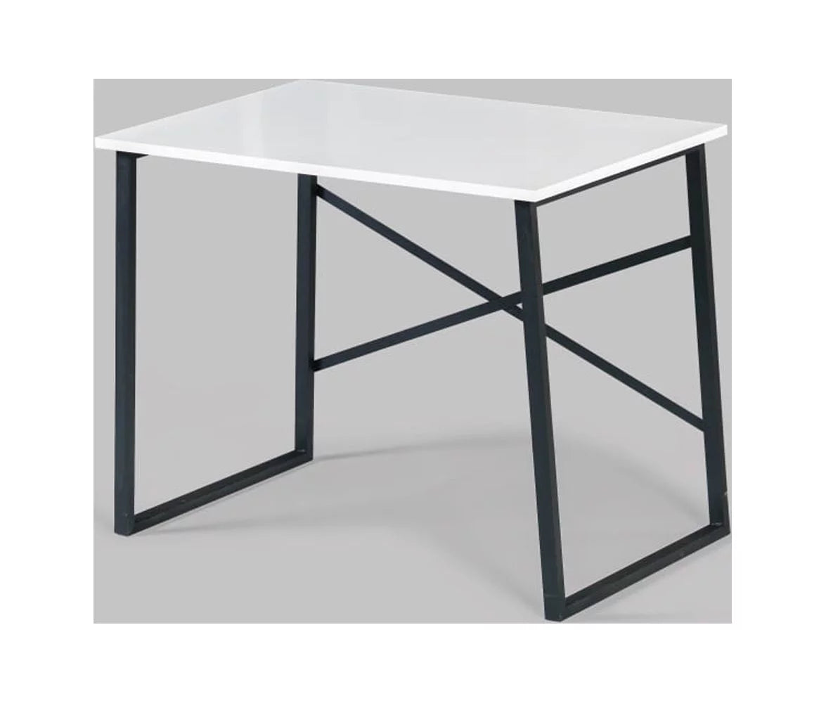 Black Metal Frame Wooden Top Writing and Computer Desk C932