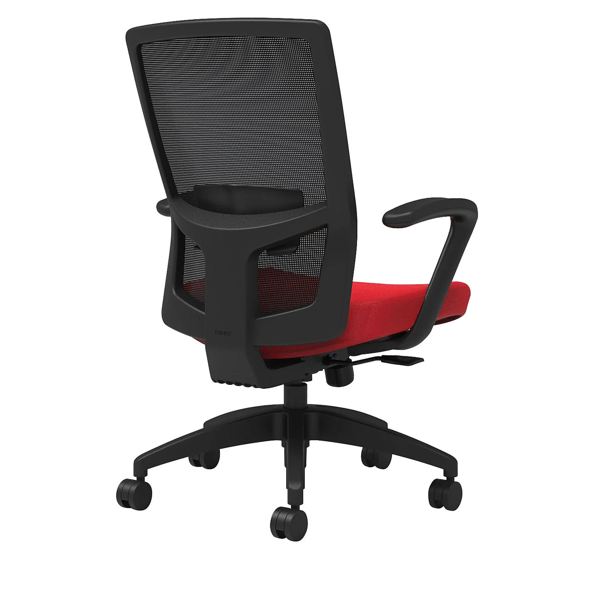 Fabric Task Chair Ruby Red Adjustable Lumbar Fixed Arms C418