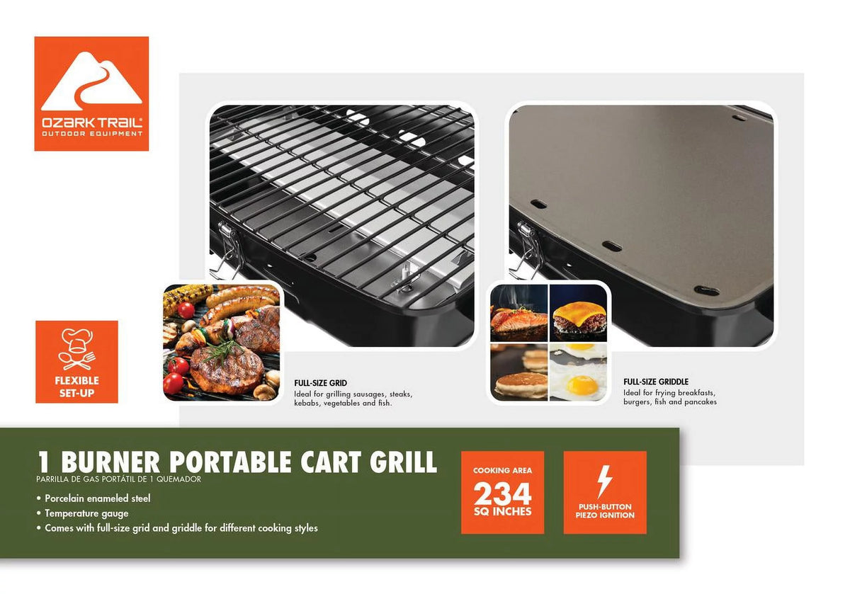Portable 1 Burner Propane Grill with Griddle Plate U13130