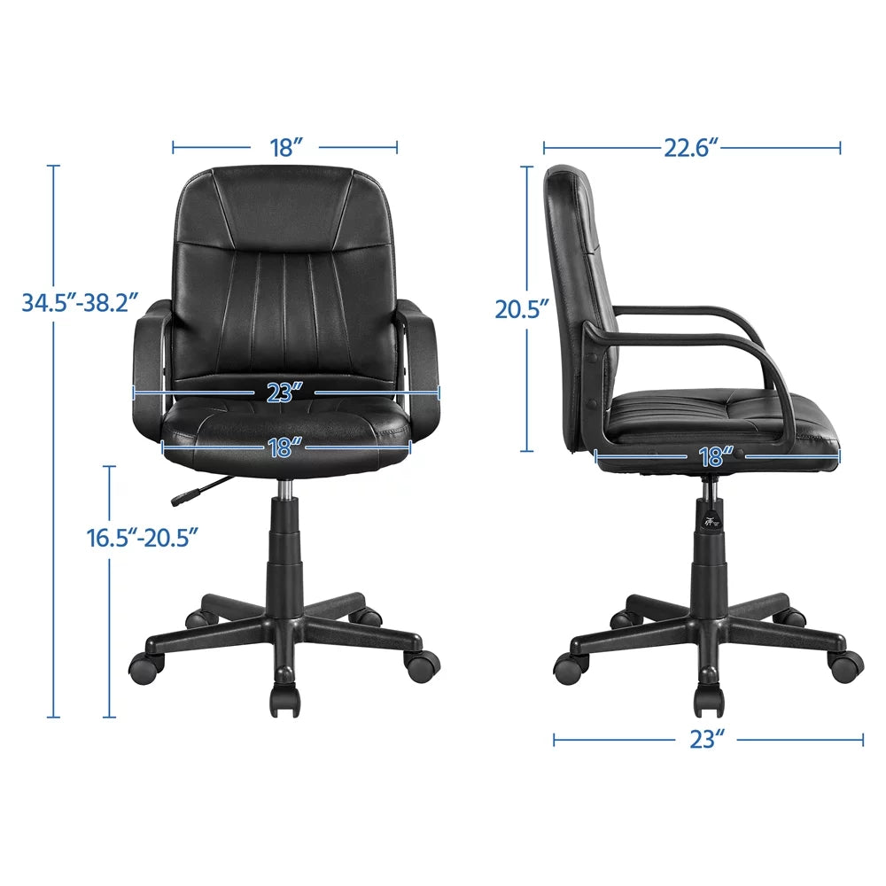 Black Faux Leather Swivel Office Chair Set of 2 O417595