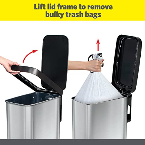 45 Liter Stainless Steel Slim Trash Can with Soft Close Lid W29696