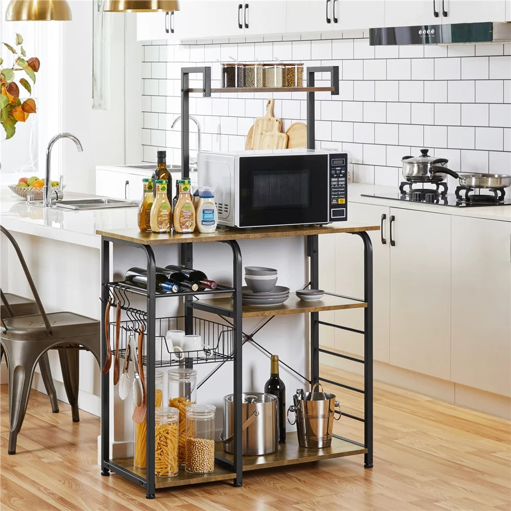 35.5" Kitchen Storage Shelf Baker's Rack with 10 Hooks E6641