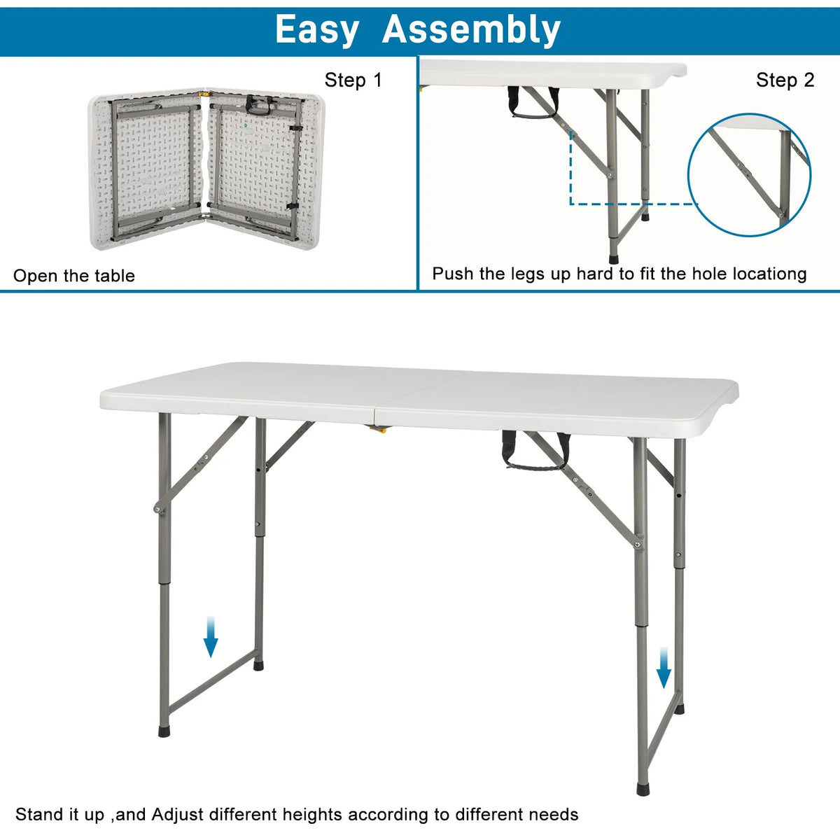 4 Ft White Plastic Folding Table Q17858