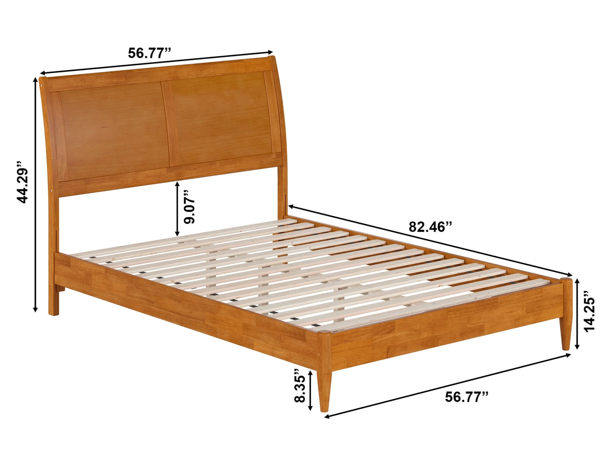 Full Solid Wood Low Profile Sleigh Platform Bed O5226