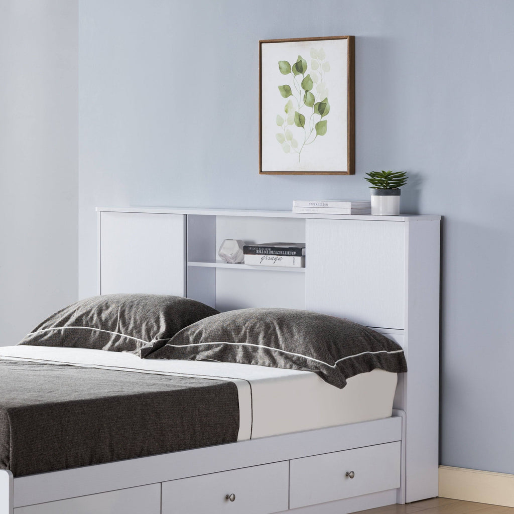 Twin Bookcase Headboard with Two Large Cubbies and Two Smaller Shelves - White Q146831