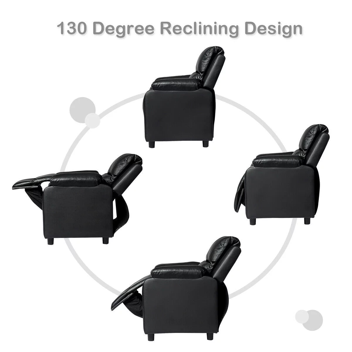 Padded Kids Sofa Armchair with Storage Arm Black M311