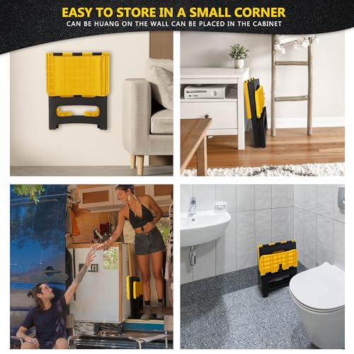 Folding 2-Step Stool, Non-Slip Portable Footstool, Black H722364
